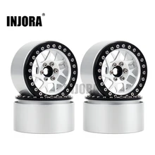 Injora 4 pçs cnc alumínio 2.2 beadlock aro da roda para 1/10 rc rastreador carro axial scx10 rr10 wraith traxxas trx4 TRX-6