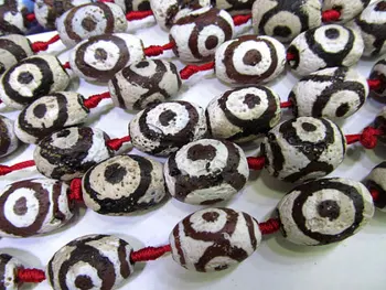 

2strands 15-40mm genuine agate DIY bead barrel rice egg tibetant brown white black evil jewelry beads focal