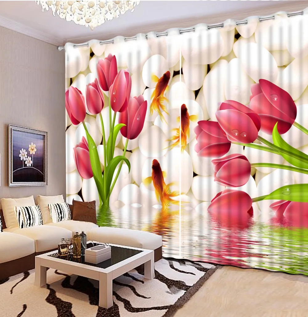 

Modern Home Custom Curtain window room flowr fish 3d curtains fashion decor home decoration for bedroom