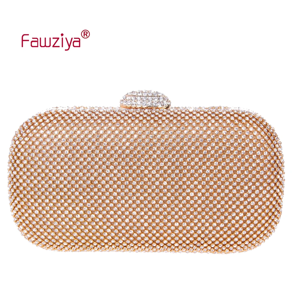 Fawziya Small Bag Baguette Purse Bling Hard Case Rhinestone Crystal Clutch Bag