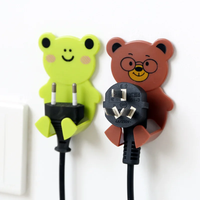 

2Pcs Power Plug Holder Cute Animal Plastic Power Wall Adhesive Plug Socket Holder Hanger Hook Home Decor