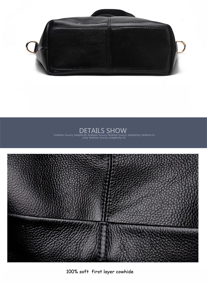 100% Genuine Leather Handbag Large Capacity Women Shoulder Bag Retro Tote Purse High Quality Hobos  Shopping Bags 2018 New (11)