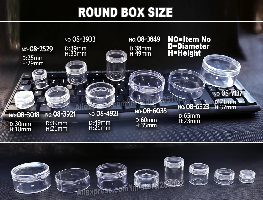 Many Sizes Clear Round Box Plastic case for Organizer DIY Tool Nail Art Jewelry Accessory beads stones Crafts container Storage Many Sizes Clear Round Box Plastic case for Organizer DIY Tool Nail Art Jewelry Accessory beads stones Crafts container Storage