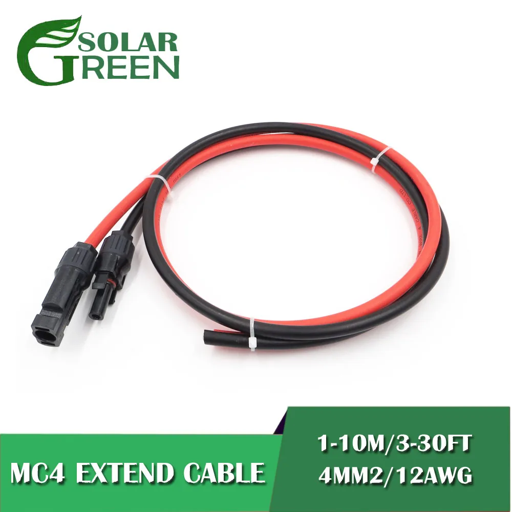 

12AWG 1m 2m 3m 5m 10m cable MC4 Connector male female Extension Connect branch red black extend