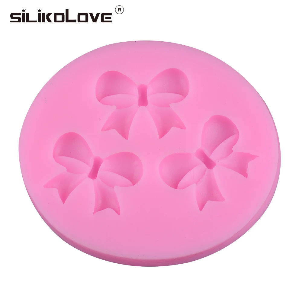 Silicolove 3 полости милые формы банта маленькие силиконовые помадные для украшения