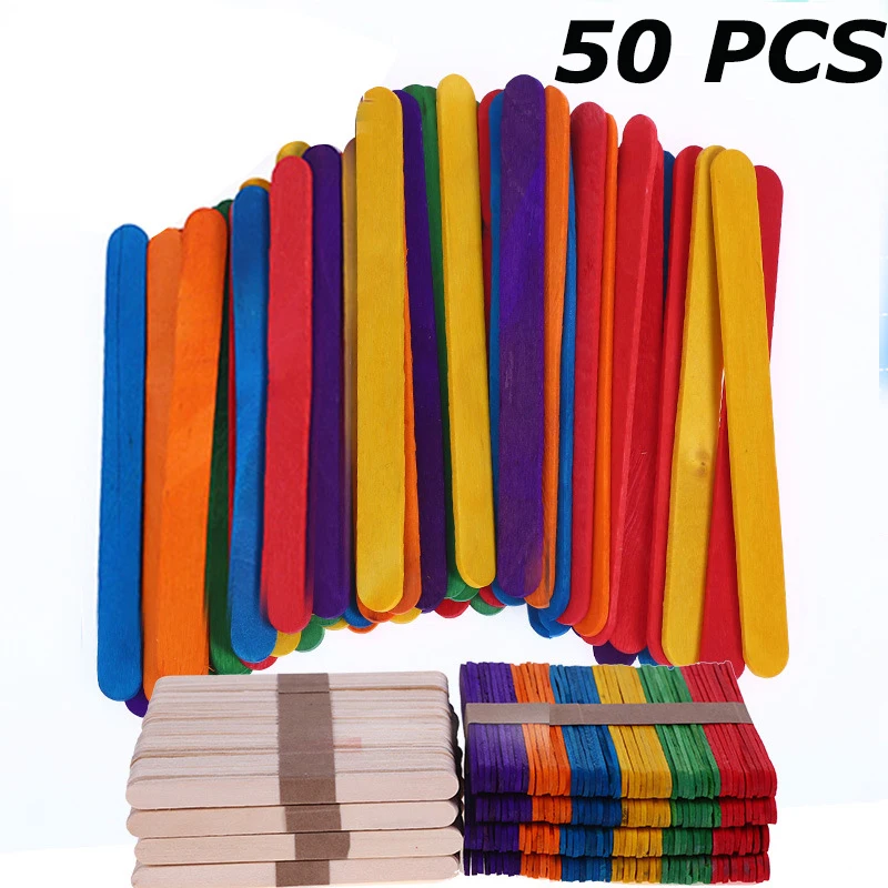 

50 Pcs DIY Handmade Child Wooden Bar/Stick Kid Handmade Material Unfinished Wood Blank Creative Party Decoration Craft Supplies