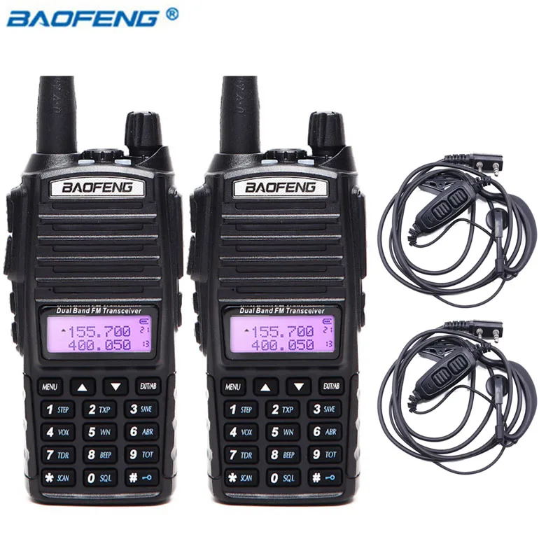 2 шт. BaoFeng UV-82 5 Вт Двухдиапазонная рация VHF/UHF двухстороннее радио двойной PTT портативное радио Любительское радио BAOFENG UV82+ гарнитура - Цвет: add 2 ptt headset