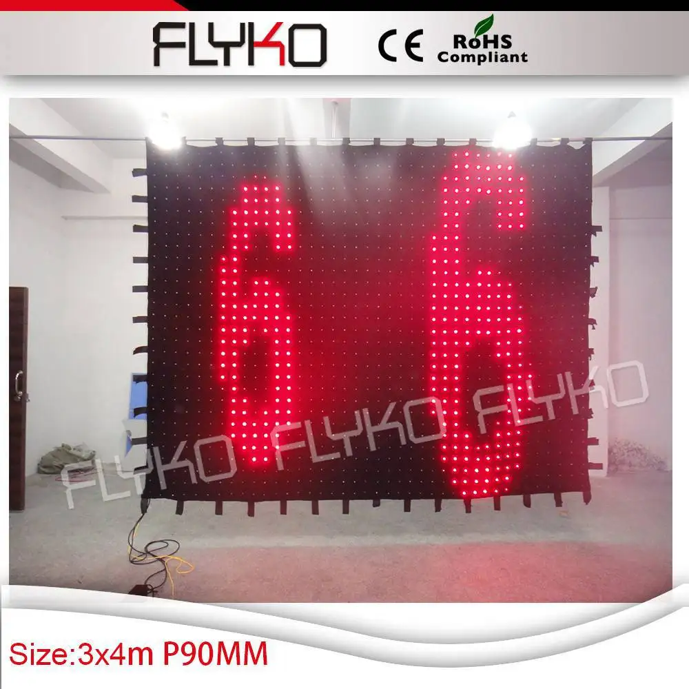 

Free shipping 3x4m P9 DMX controller cloth stage backdrop video led curtain screen