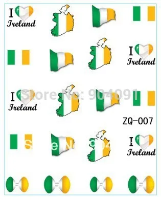 

Flag design  20sheet/LOT Ireland Flag World Cup WATER DECAL NAIL ART Accessories Football Serie Nail Tattoo,22  Different design