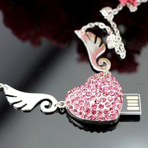 

Jewelry Heart Diamond Usb Flash Drive 512GB 128GB Pendrive 64GB 32GB 16GB Memory Flash Card Stick Pen Drive 1TB 2TB Luxury Gift