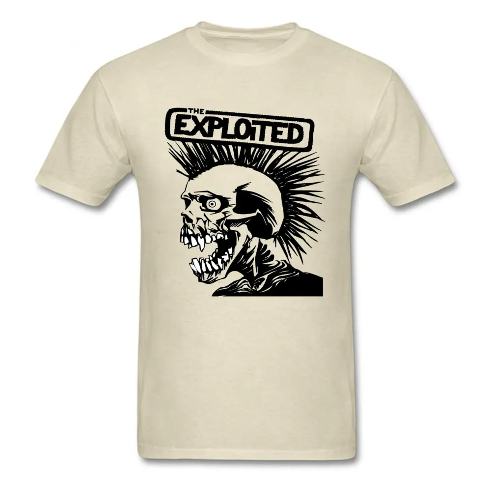 exploited 13897 Round Collar Tshirts Summer Tops Shirts Short Sleeve Latest 100% Cotton Casual Tees Leisure Men exploited 13897 beige