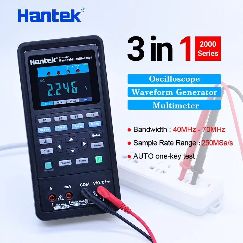 Najtaniej Oscyloskop Hantek automotive + multimetr + generator przebiegów oscyloskop 3 w 1 ręczny USB 2 kanały 40mhz 70mhz narzędzia