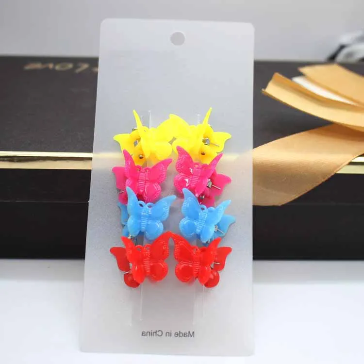 8/pack children Shiny Mini Small plastic Butterfly hair claw clips hair