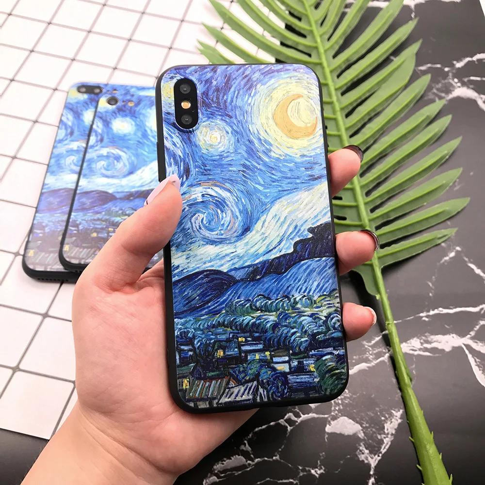 XIX for Funda iPhone X Case 5 5S 6 6S 7 8 Plus X XS Max XR Van Gogh for Cover iPhone 7 Case Soft TPU for Capa iPhone