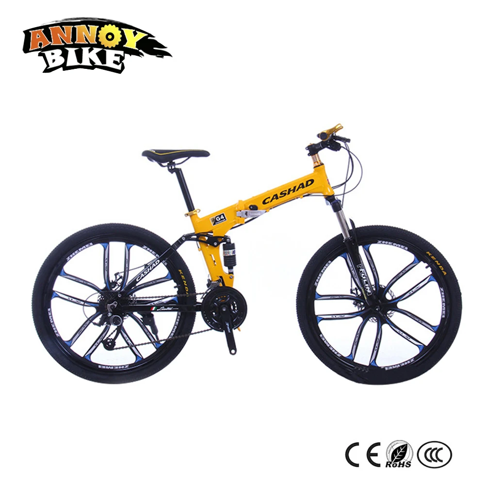 26 inch Aluminum alloy 21/24/27 speed Double disc brake bicycle Double shock absorption Oil spring fork Folding mountain bike 26 inch Aluminum alloy 21/24/27 speed Double disc brake bicycle Double shock absorption Oil spring fork Folding mountain bike