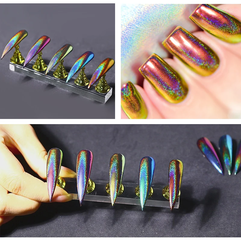 Хамелеон блеск для ногтей пыль зеркальный эффект дизайн ногтей павлин хром пигмент с голографическим эффектом порошок для ногтей маникюр Дизайн ногтей украшения