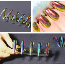 Хамелеон блеск для ногтей пыль зеркальный эффект дизайн ногтей павлин хром пигмент с голографическим эффектом порошок для ногтей маникюр Дизайн ногтей украшения