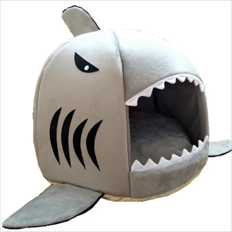 

Cute Shark Shape Pet house warm Pet Kennel Bed with removable Mat for Puppy Dogs Cats Pet Sleeping Sofa Bed M L Size Available