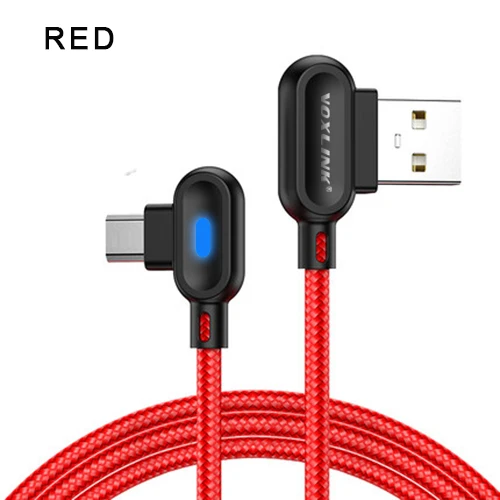 VOXLINK usb type C 90 градусов быстрая зарядка usb c кабель type-c шнур для передачи данных зарядное устройство usb-c для samsung S8 S9 Note 9 8 Xiaomi mi8 mi6 - Цвет: Red