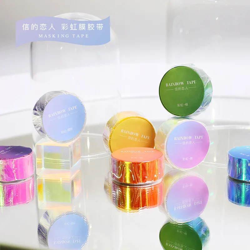 

1 pcs/lot DIY Japanese Paper Decorative Adhesive Tape Cartoon Rainbow laser series Washi Tape/Masking Tape Stickers