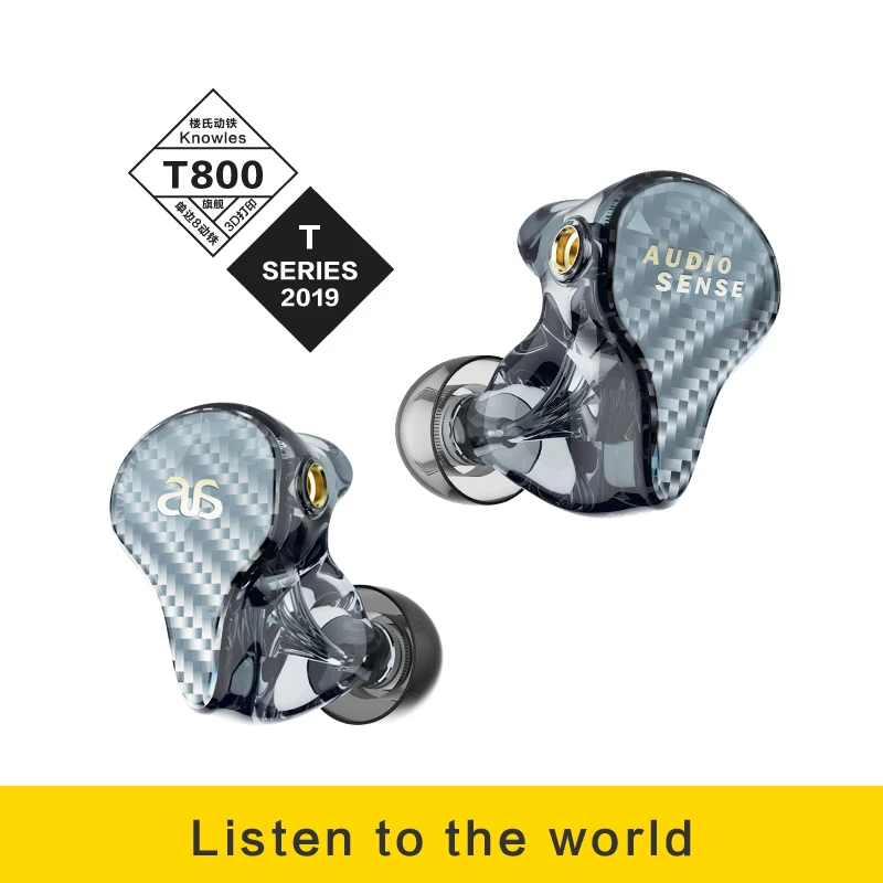 US $298.00 AUDIOSENSE T800 Knowles 8 Balanced Armature Driver HiFi IEMs With Detachable MMCX Cable 3D Priting Resin Shell