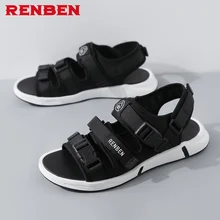 Мужские модные сандалии; новые модные сандалии на застежке-липучке; мужская повседневная обувь; Удобный светильник на плоской подошве; zapatos; размеры 39-43