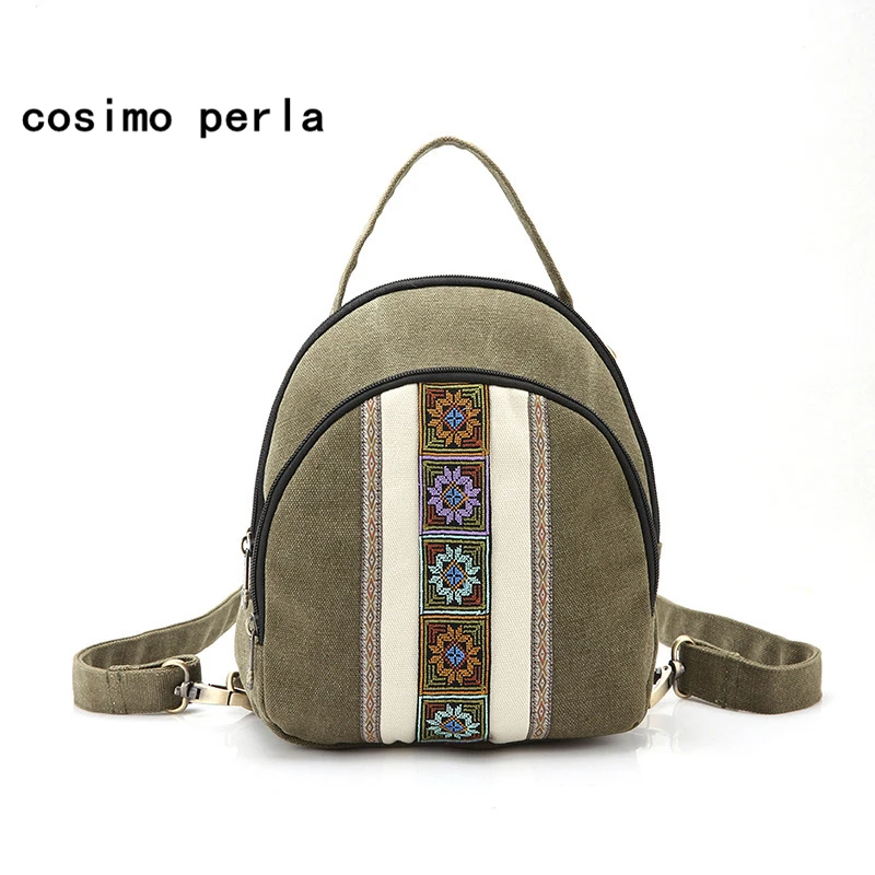 

Ethnic Embroidery Canvas Bohemian Pattern Backpacks for Women Multifuctional Rucksack Retro Mini Female Bagpack Shoulder Bags