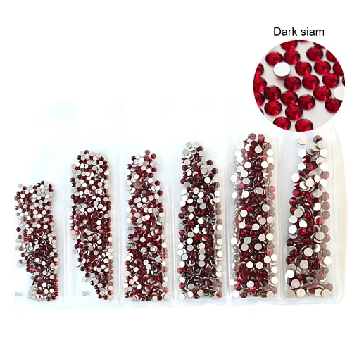 1 упаковка стеклянные стразы для ногтей разных размеров SS4-SS12 украшения для ногтей камни блестящие камни для маникюра 40 цветов E7042 - Цвет: Dark-siam