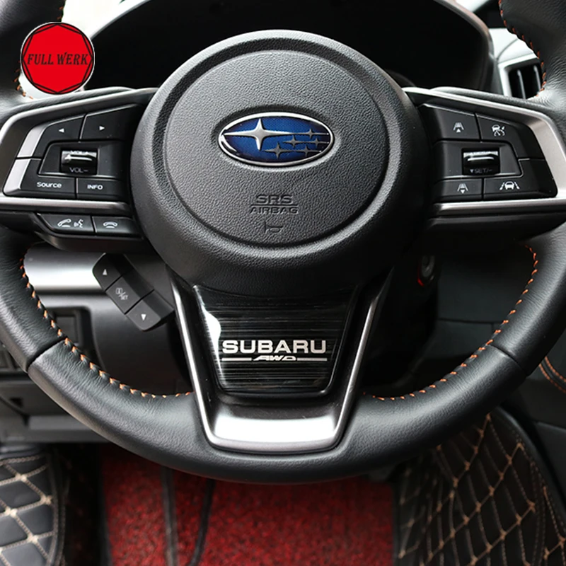 Koop 1 st SS Auto Stuurhoes Decoratie Sticker voor 2018 Subaru XV Outback Crosstrek Forester 19 Interieur Moulding Accessoire