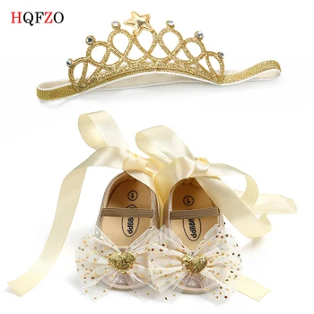 

HQFZO crown shoes butterfly baby gift baby shoes princess shoes headband hair band baby birthday party toddler shoe 2 pieces