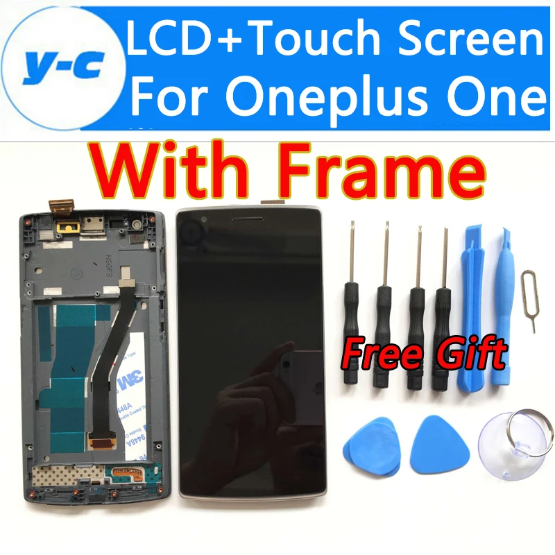For Oneplus One LCD Display 100% New Display+ Touch Screen Digitizer Glass Panel With Frame Replacement For Oneplus One 64GB16GB 5pcs lot 100% new original oneplus one lcd screen touch panel digitizer for oneplus one 64gb 16gb lcd display 100%tested