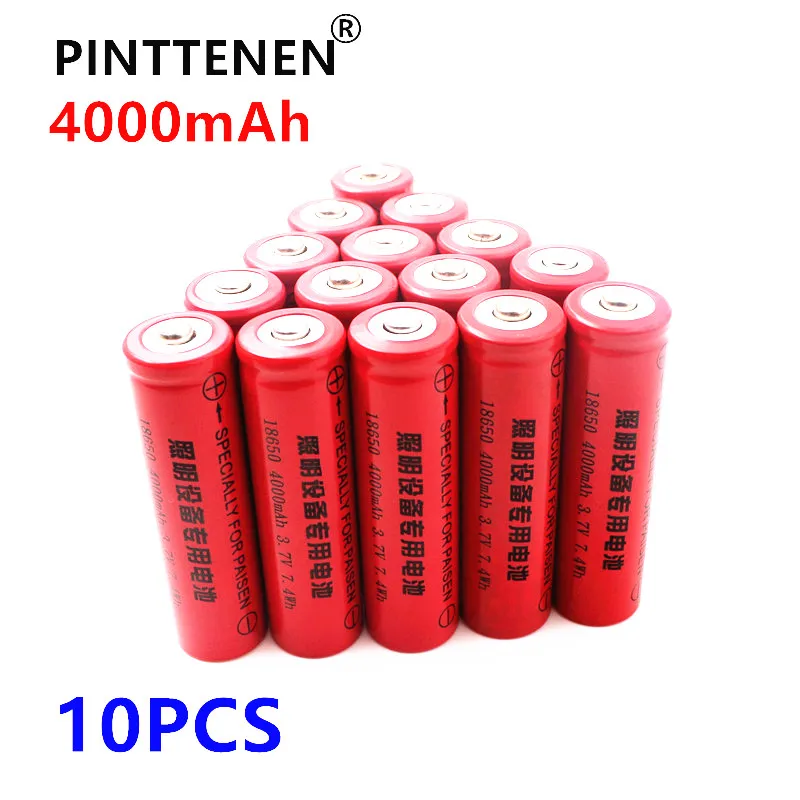 

10PCS 18650 Battery Rechargeable Battery 3.7V 18650 4000mAh Capacity Li-ion Rechargeable Battery For Flashlight Torch Battery