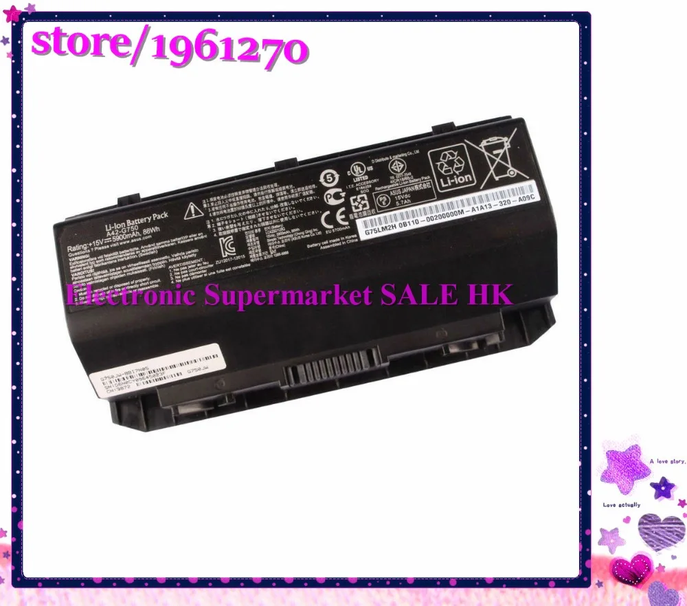 

New Genuine 15V 5900mAh 88wh A42-G750 Battery for ASUS ROG G750 G750J G750JH G750JM G750JS G750JW
