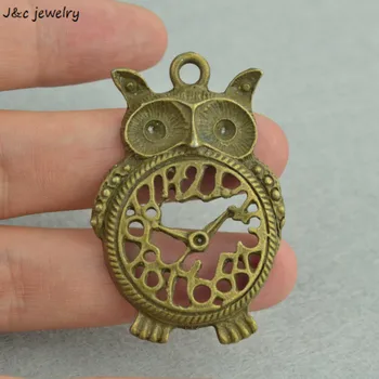 

3Pcs vintage Antique Bronze Charms diy Bracelet Necklace owl Pendant 49*32mm 3211B