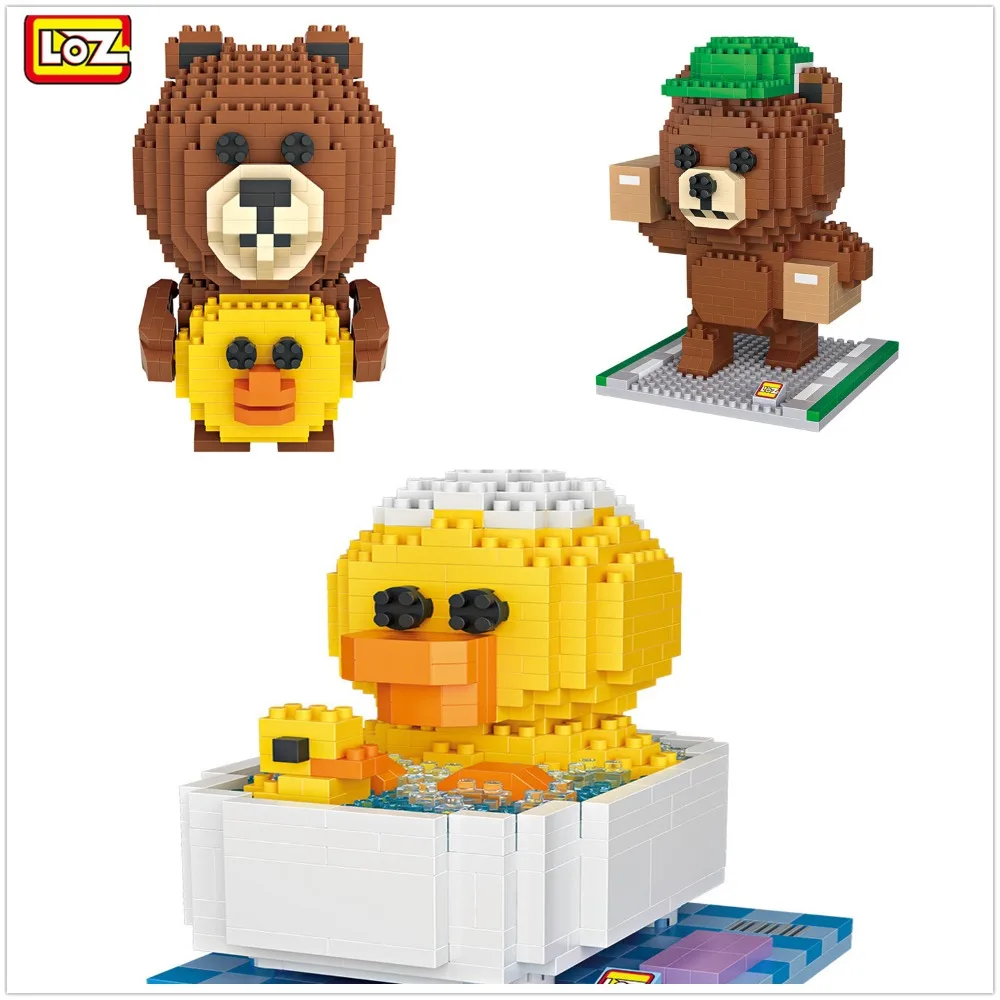 

Cute Brown Bear LOZ Mini Diamond Block Coony Sally Friends Action Figure Nano Building Block Educational Cartoon Diy Toys 9739