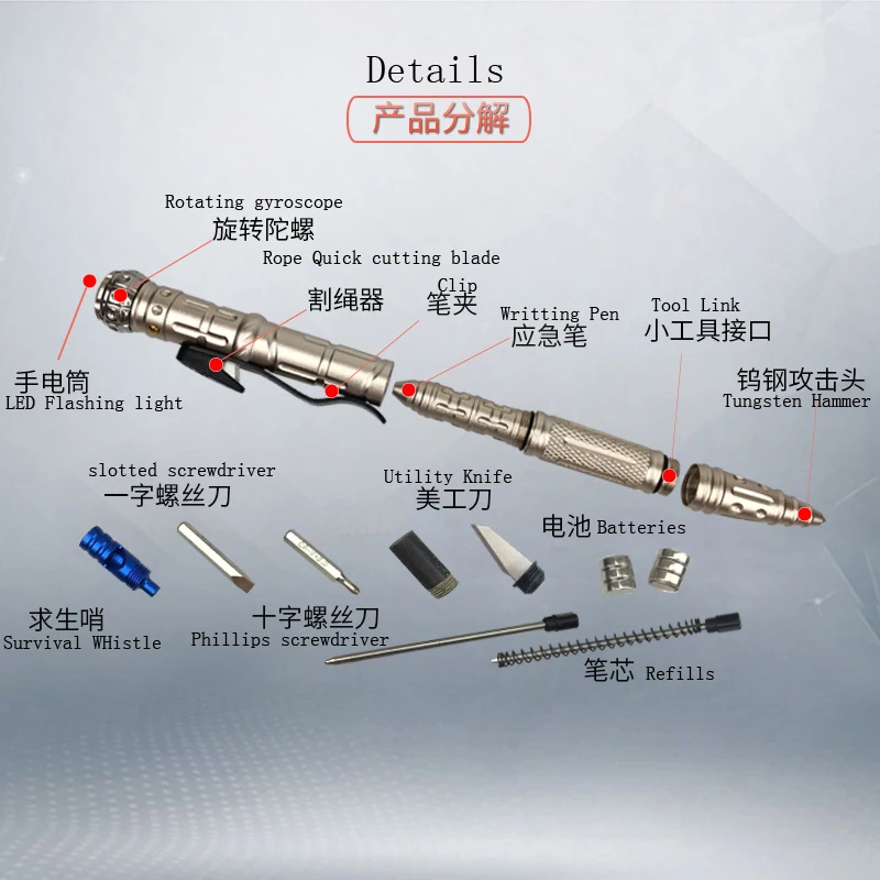 Космос кончик пальца гироскоп декомпрессионная тактическая ручка наружная многофункциональная Защитная ручка вольфрамовый стальной молоток светодиодный освещение