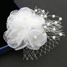 Alexzendra свадебные волосы белые цветочные головные уборы с жемчугом для женщин Головные уборы Аксессуары для невесты головные уборы