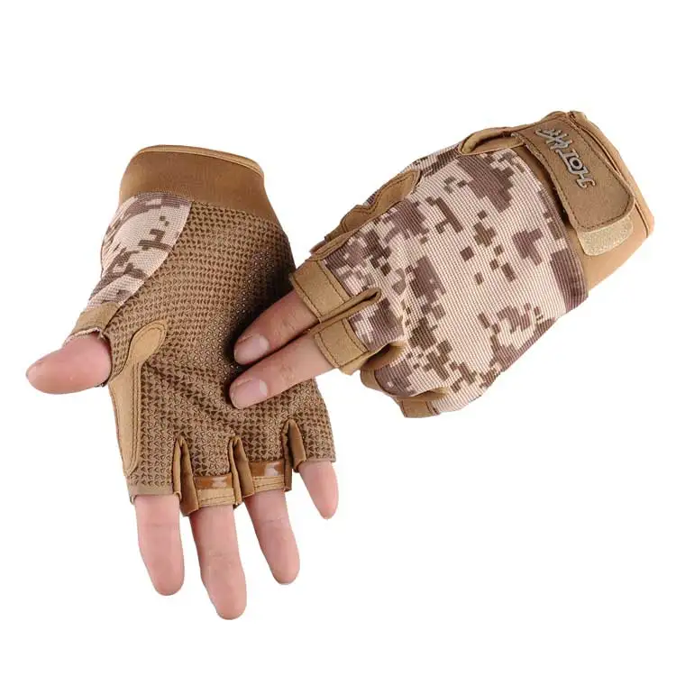 Абсолютно новые перчатки без пальцев для мужчин, для спорта на открытом воздухе, армейские военные тактические перчатки, для тренажерного зала, для занятий тяжелой атлетикой, мягкие - Цвет: B Sand 1