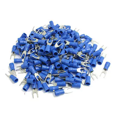 

200 x 4.5mm Fork Width Blue Insulating Sleeve Furcate Terminals Cable Lugs
