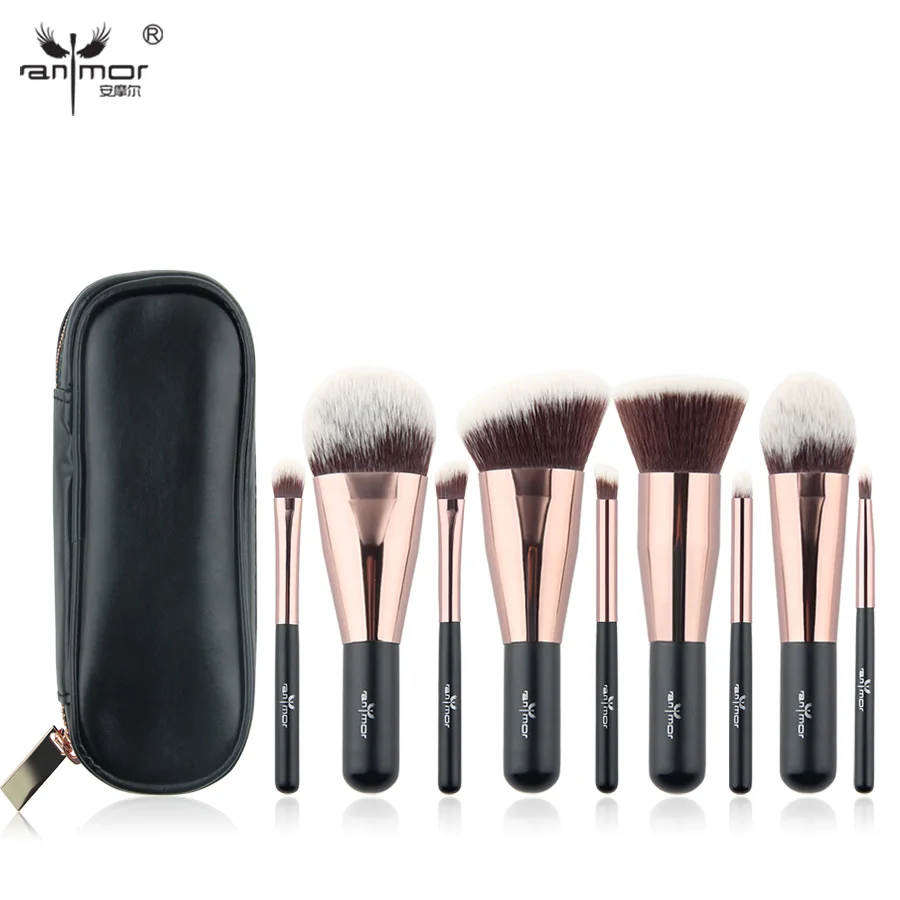 Anmor Brand 9 Pcs Makeup Brush Set Synthetic Makeup Brushes Including Powder Foundation Eye Brushes