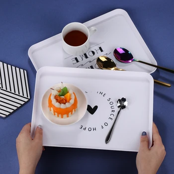 

Nordic Style Plastic Dessert Serving Tray Tea Breakfast Bread Tray Snack Plate Storage Plates Square Accessories Cosmetics Dish