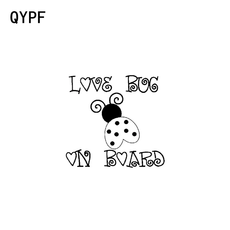

QYPF 15CM*14CM LOVE BUG ON BOARD Car Vinyl Sticker Decal Black Sliver C14-0182