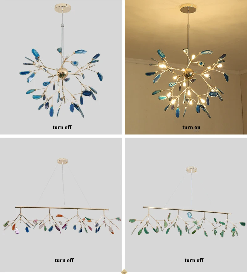 Люстра в итальянском стиле с изображением дерева, лампа для спальни, гостиной, кухни, Скандинавская люстра, натуральный агат, Декор, luminaria pendente