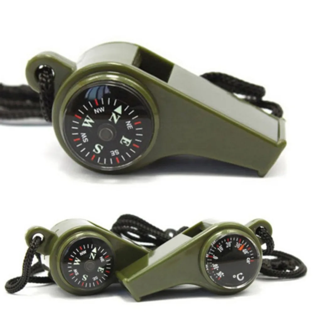 

3 In 1 Whistle Life Whistle Compass Thermometer Multifunction Game Referee Camping Hiking Emergency Survival Whistle Thermometer