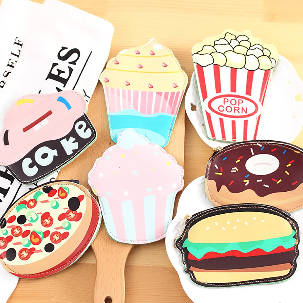 3D Women Girl Little Bag Purse Coins Money Cool Ice Cream Cake Hamburger Fries