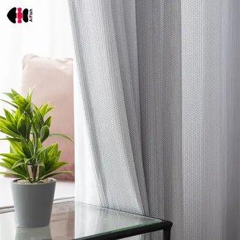 

Chinese Style Plain Gray Jacquard Curtains for Living Room Fish-bone Pattern French Window Drapes P313C