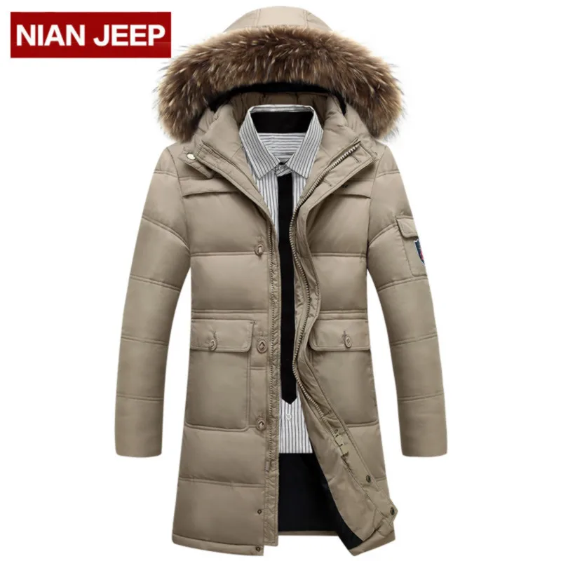 

2018 fashions men clothes with long duck down jacket Male winter thickening big yards hat down jackets to keep warm hat coat