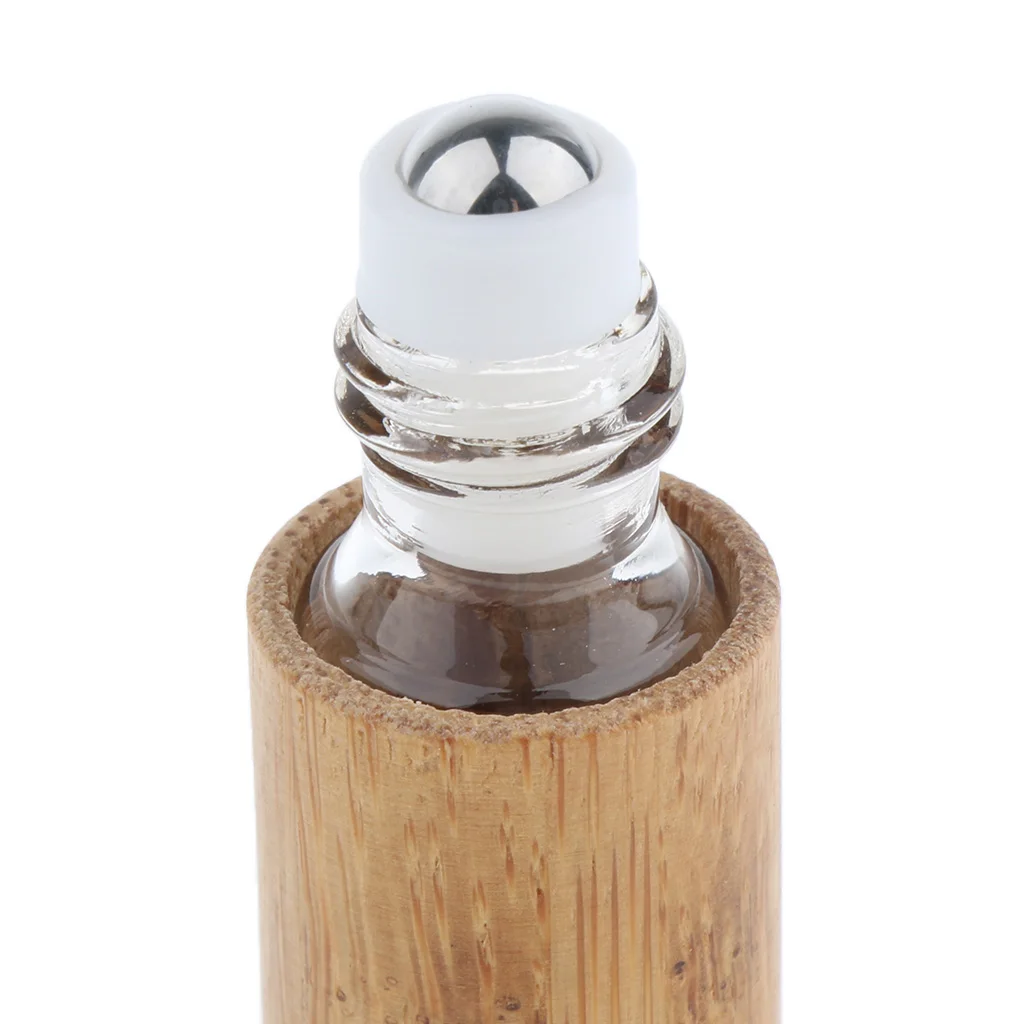 Bamboo Essential Oil Roller Bottles Empty Roll on Perfume Bottles 5ml Refillable Empty Makeup Cosmetic Roll On Bottle 