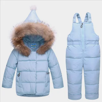 

BibiCola 2018 baby girls clothing sets winter down parkas infant bebe girls clothes suits toddler hooded coat+overalls thermal