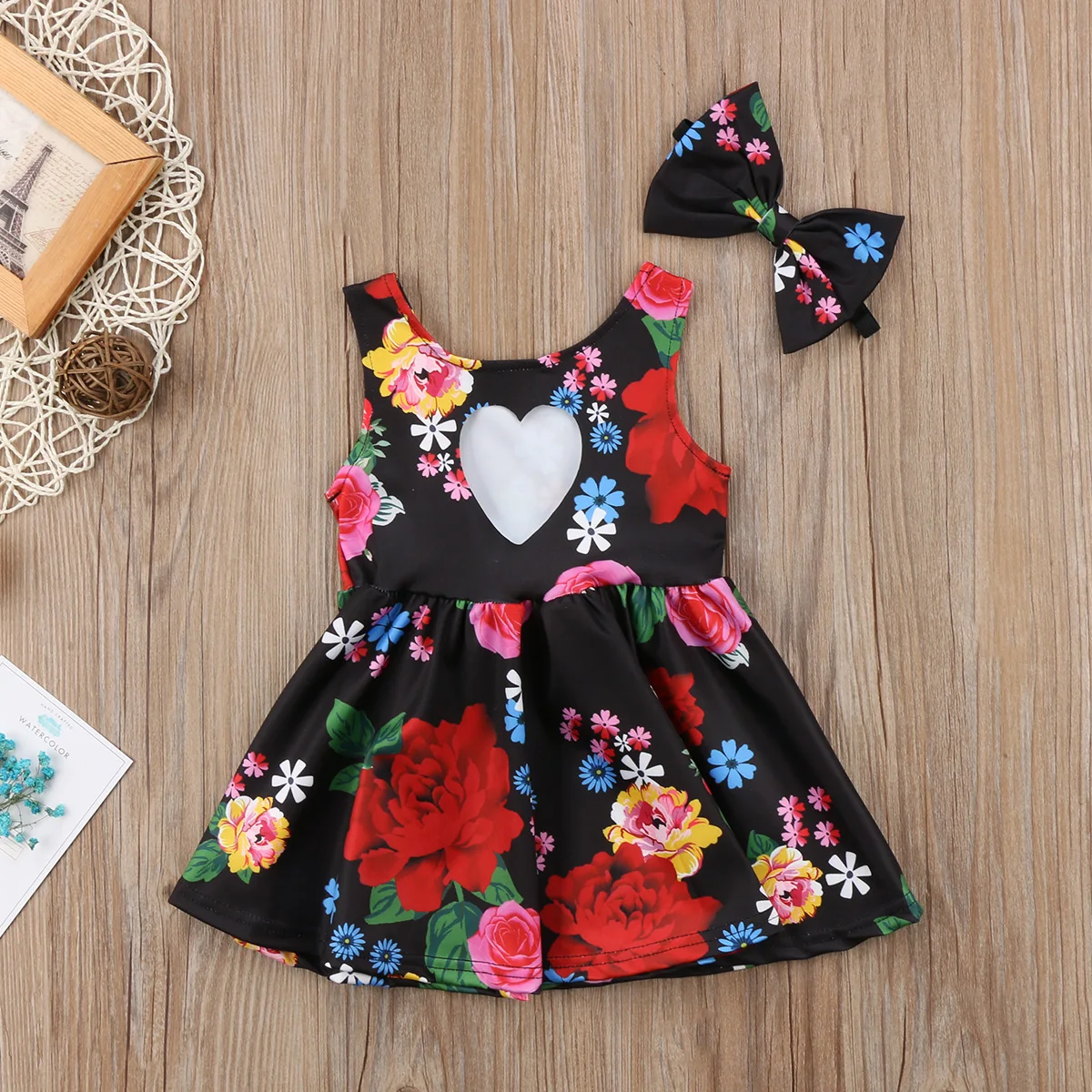 1 4Years Toddler Kid Baby Girls Dresses bow hollow out princess girls dress party holiday